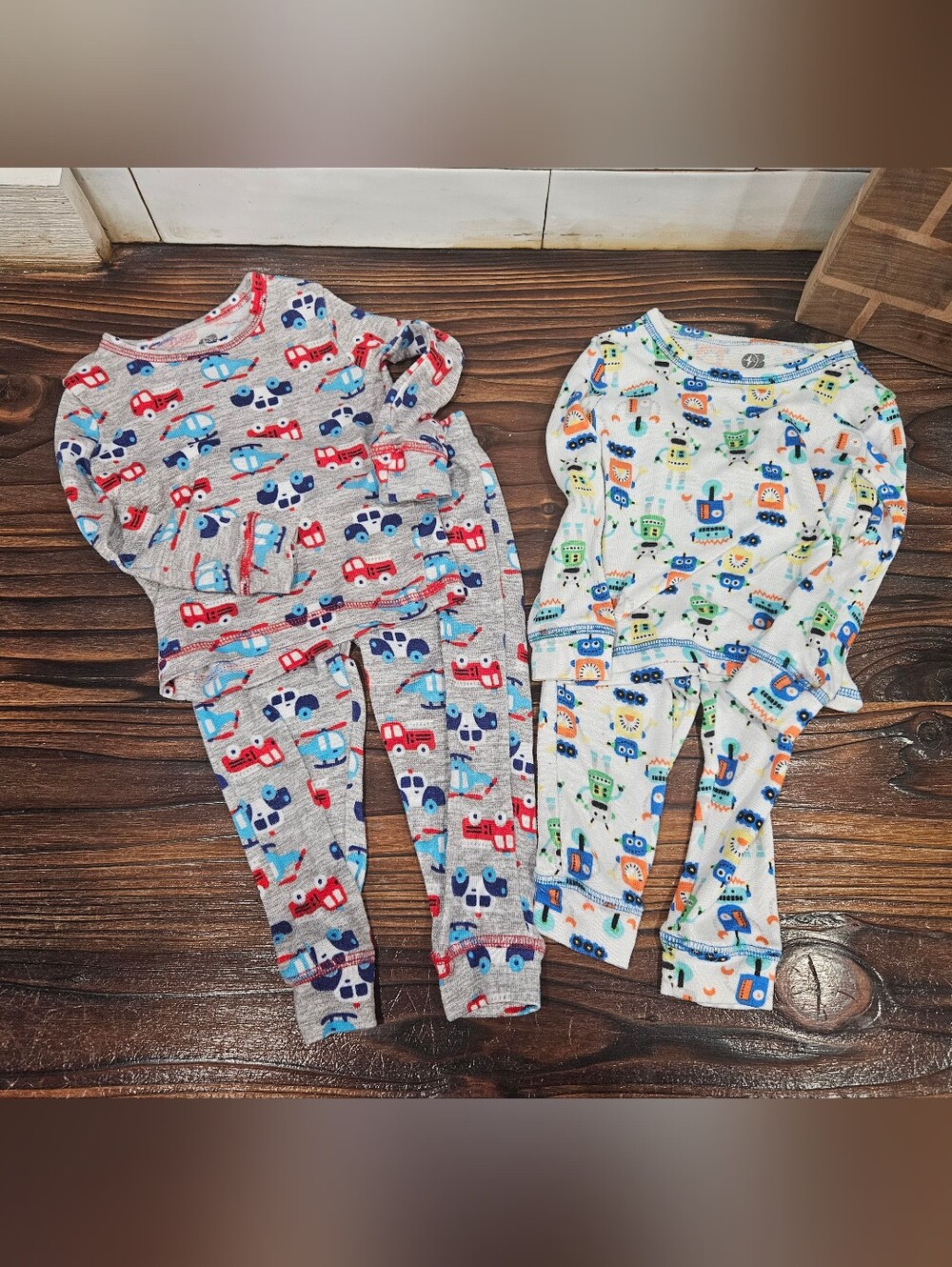 24 Month 2T Robots Firetrucks Police 2 Piece Pajamas PJ's